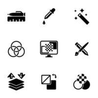 Set of simple icons on a theme Graphic design, drawing, tools, vector, set. White background vector