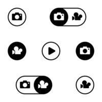 Set of simple icons on a theme Camera, vector, design, collection, flat, sign, symbol,element, object, illustration, isolated. White background vector