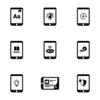 Set of simple icons on a theme Reader, vector, design, collection, flat, sign, symbol,element, object, illustration, isolated. White background vector