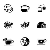 conjunto de iconos simples sobre un tema galletas, té vector