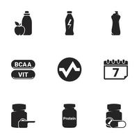 Icons for theme sport supplements.. White background vector