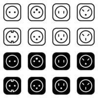 Set of simple icons on a theme power socket, vector, set. White background vector