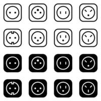 Set of simple icons on a theme power socket, vector, set. White background vector