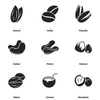 Icons for theme Nuts. White background vector