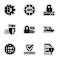 Icons for theme Protection, internet security, caution , vector, icon, set. White background vector