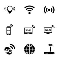 conjunto de iconos simples sobre un tema wi-fi, vector, diseño, colección, plano, signo, símbolo, elemento, objeto, ilustración, aislado. Fondo blanco vector