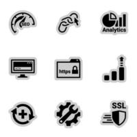 Icons for theme SEO Optimization and Security, vector, icon, set. White background vector