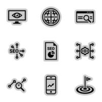 iconos para optimización y promoción de seo de tema, vector, icono, conjunto. Fondo blanco vector