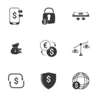 conjunto de iconos simples relacionados con el dinero. Fondo blanco vector