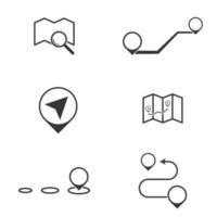 Set of black vector icons, isolated against white background. Flat illustration on a theme Map and Location