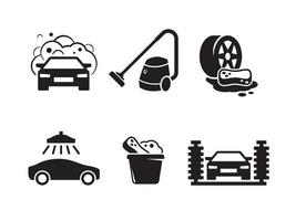 Set of black vector icons, isolated against white background. Flat illustration on a theme Car wash