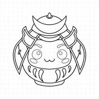 Página para colorear de muñeca daruma dibujada a mano, ilustración vectorial eps.10 vector