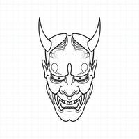 Hand drawn Japanese Oni demon mask coloring page, Vector illustration eps.10