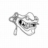 página de coloreado de máscara de demonio oni japonesa dibujada a mano, ilustración vectorial eps.10