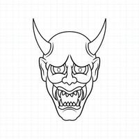 página de coloreado de máscara de demonio oni japonesa dibujada a mano, ilustración vectorial eps.10 vector