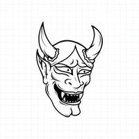 página de coloreado de máscara de demonio oni japonesa dibujada a mano, ilustración vectorial eps.10 vector