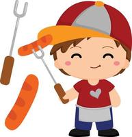 Summer Activity Fun Barbecue Party Vector Clipart