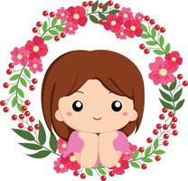 hermosa corona de flores lindo vector clipart