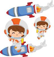 Kids in Outer Space Vector Clipart