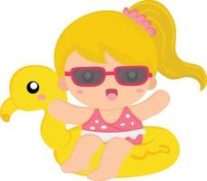 Beach Life with Cute Kids Vector