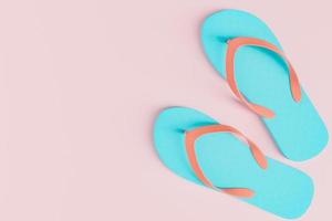 pastel colored flip flops with copy space photo