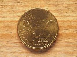 Moneda de 50 centavos lado común, moneda de europa foto