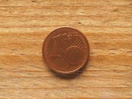 1 cent coin common side, currency of Europe photo