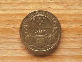 1 Pound coin, reverse side showing badge of Belfast, currency of