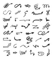 Vector set of hand-drawn arrows, elements for presentation