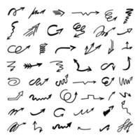 Vector set of hand-drawn arrows, elements for presentation