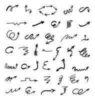 Vector set of hand-drawn arrows, elements for presentation