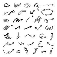 Vector set of hand-drawn arrows, elements for presentation