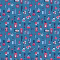Seamless texture from cosmetics icons, beauty pattern, abstract background, wallpaper vector