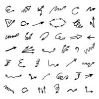 Vector set of hand-drawn arrows, elements for presentation