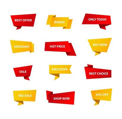 Vector stickers, price tag, banner, label. Coupon sale, offers and promotions vector   template. Shop price tag, retail, commerce, business