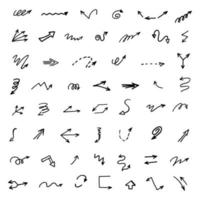 Vector set of hand-drawn arrows, elements for presentation