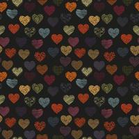 Vector geometric seamless pattern of hearts. Simple texture of hand drawn curves, lines. Contemporary trend illustration. Doodle abstract background, wallpaper. Original concept design from textures