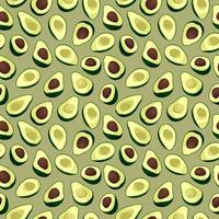 Vector seamless pattern of avocado halves, abstract background, wallpaper. Natural organic food illustration, juicy fruits