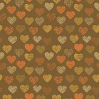 Vector geometric seamless pattern of hearts. Simple texture of hand drawn curves, lines, spirals. Contemporary trend illustration. Doodle abstract background, wallpaper. Original concept design