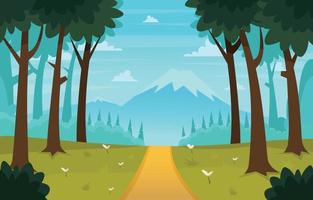 Forest Scenery In Summer Background vector