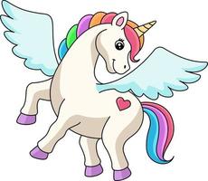 Flying Unicorn Cartoon Colored Clipart vector