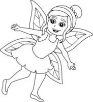 Flying Fairy Coloring Page Isolated for Kids vector