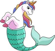 Unicorn Mermaid Cartoon Colored Clipart vector