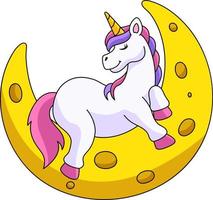 unicornio durmiendo en la luna clipart de dibujos animados vector