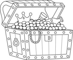 Big Treasure Chest Coloring Page Isolated for Kids vector