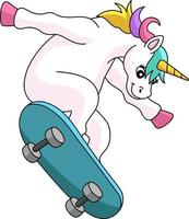 Unicorn Skating On A Skateboard Cartoon Clipart vector