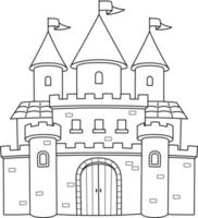 página para colorear del castillo real aislada para niños vector