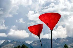 TONADICO, TRENTINO, ITALY, 2020. Restaurant lights in the Natural Park of Paneveggio Pale di San Martino in Tonadico, Trentino, Italy on August 11, 2020 photo