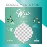 Ramadan social media post for Iftar menu vector