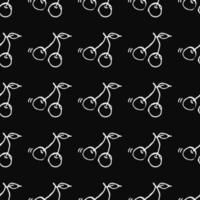 Seamless cherry vector pattern. Doodle vector with cherry icons. Vintage cherry pattern, sweet elements background for your project, menu, cafe shop.